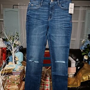 Warp + Weft Women's Distressed Blue Skinny Jeans